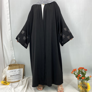 1416#2025 New Arrival Bow Abaya Robe Made in Solid Color Nida Material with Silver Diamond