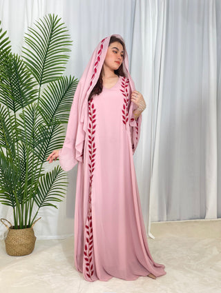 1007#2024 New Fashion Embrodery Chiffon Long Maxi Dress Abaya with Scarf