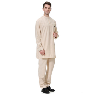 TH814#2 pcs Arab Muslim Wear calf Length Muslim Clothes Jubba Men's Thobe