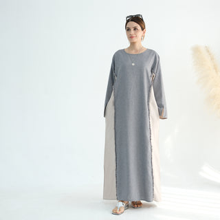 1897#Linen Abaya with Tassels Fashion Abaya Femmes Robe Musulmane Women Islamic Clothing