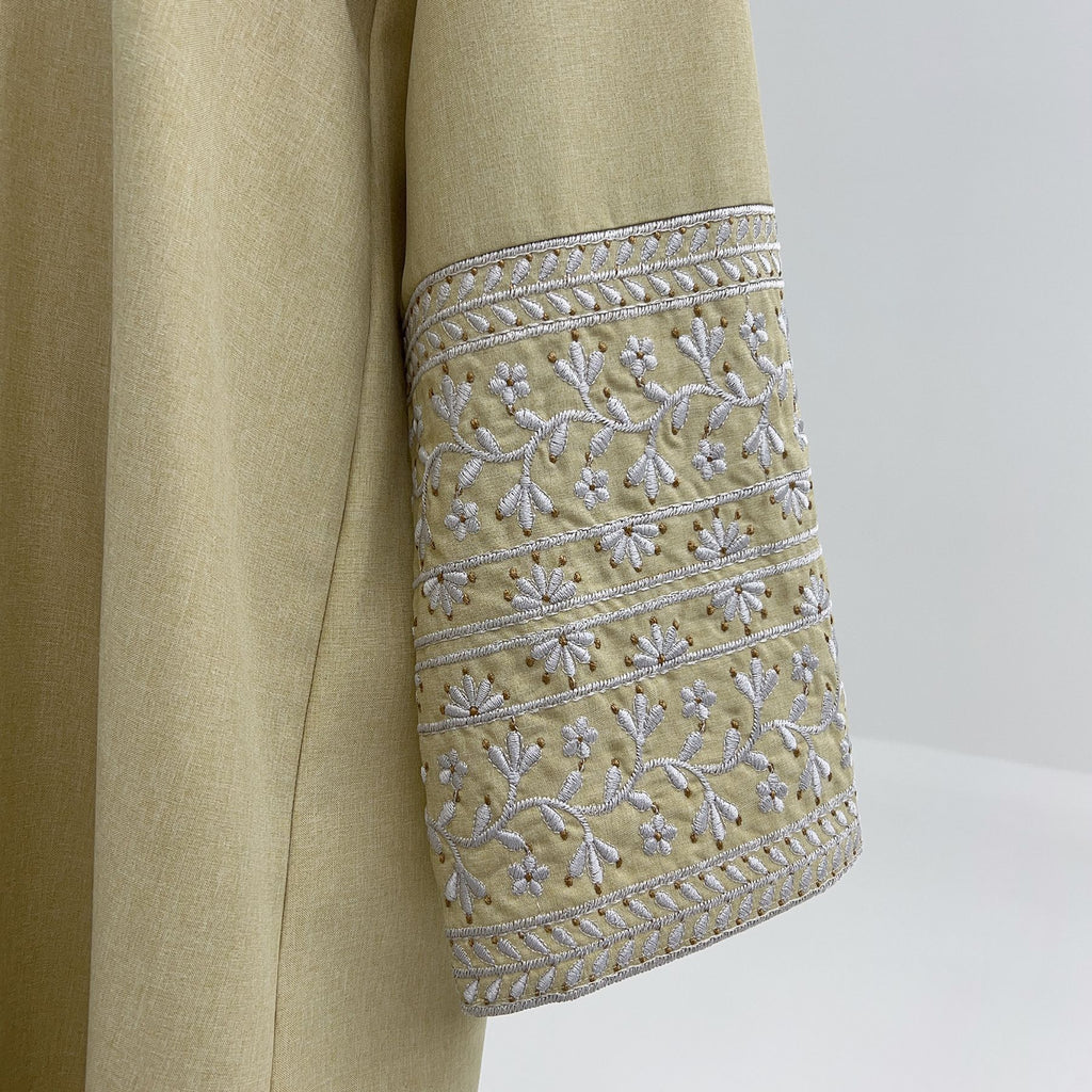 1735#New Linen Embroidery Closed Abaya Wholesale Hot Sale Islamic Modest Clothing