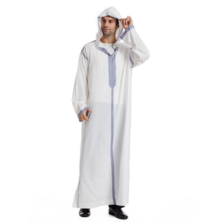 TH832#Abaya Muslim Clothing Long Sleeves Islamic High Quality Men's Robe with hat