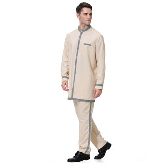 TH812#2 pcs Arab Muslim Wear calf Length Muslim Clothes Jubba Men's Thobe