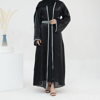 1699#2024 New Abaya Set Shinny Polyester Glitter Dubai Abaya Modest Kimono