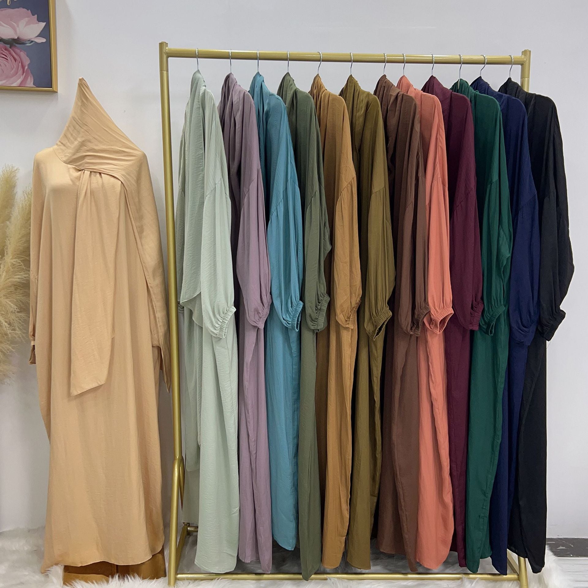 1626#Women Muslim Dress Hoodie Modest Abaya with Attached Hijab