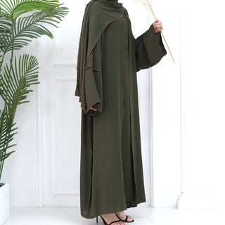 1693#2024 New Modest Wrinkle Polyester EID With Hijab Islamic Clothing Abaya