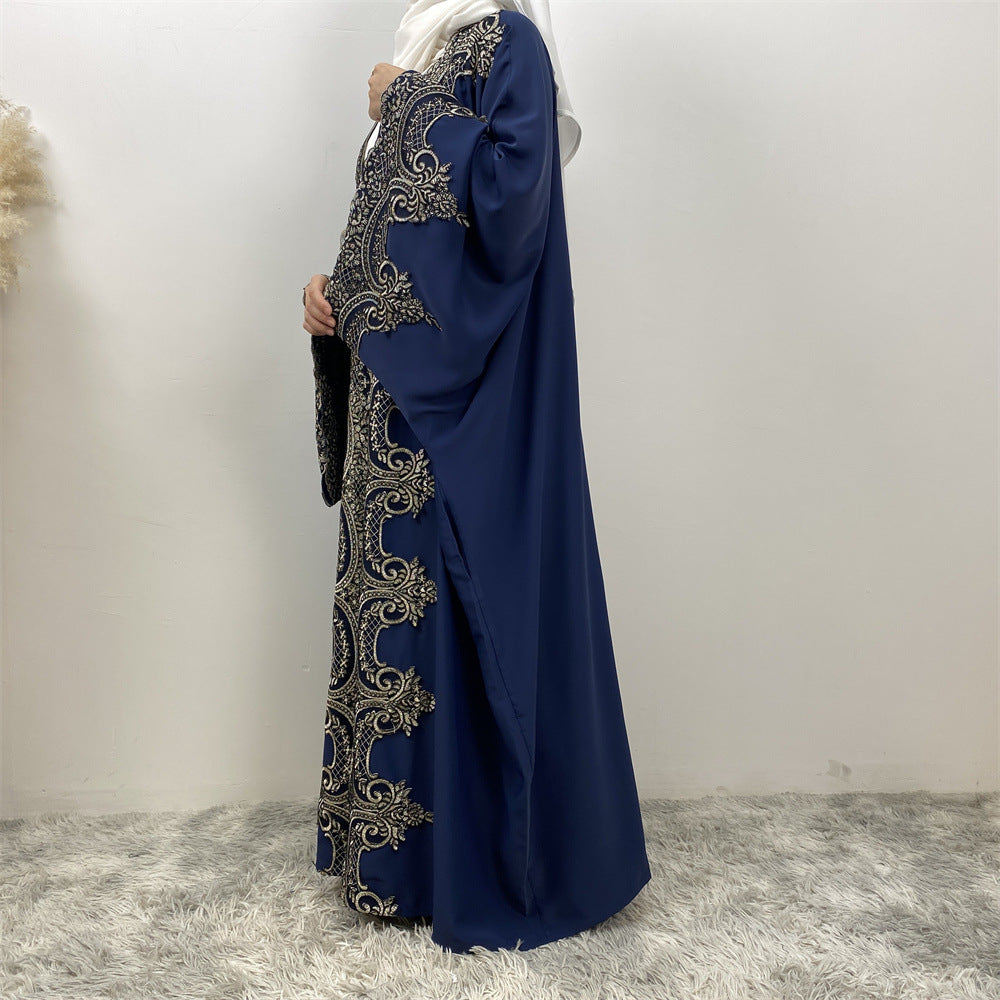 1417# Latest Ramadan Abaya For Women Muslim Fashion Luxury Silver Sequin Abaya
