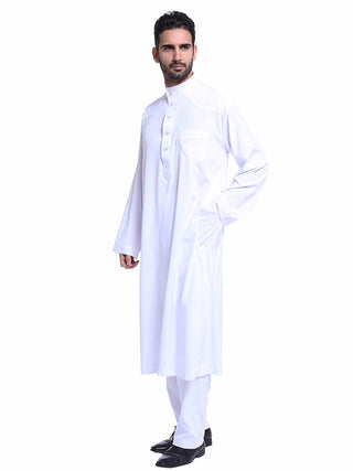 TH805#2 pcs Arab Muslim Wear calf Length Muslim Clothes Jubba Men's Thobe