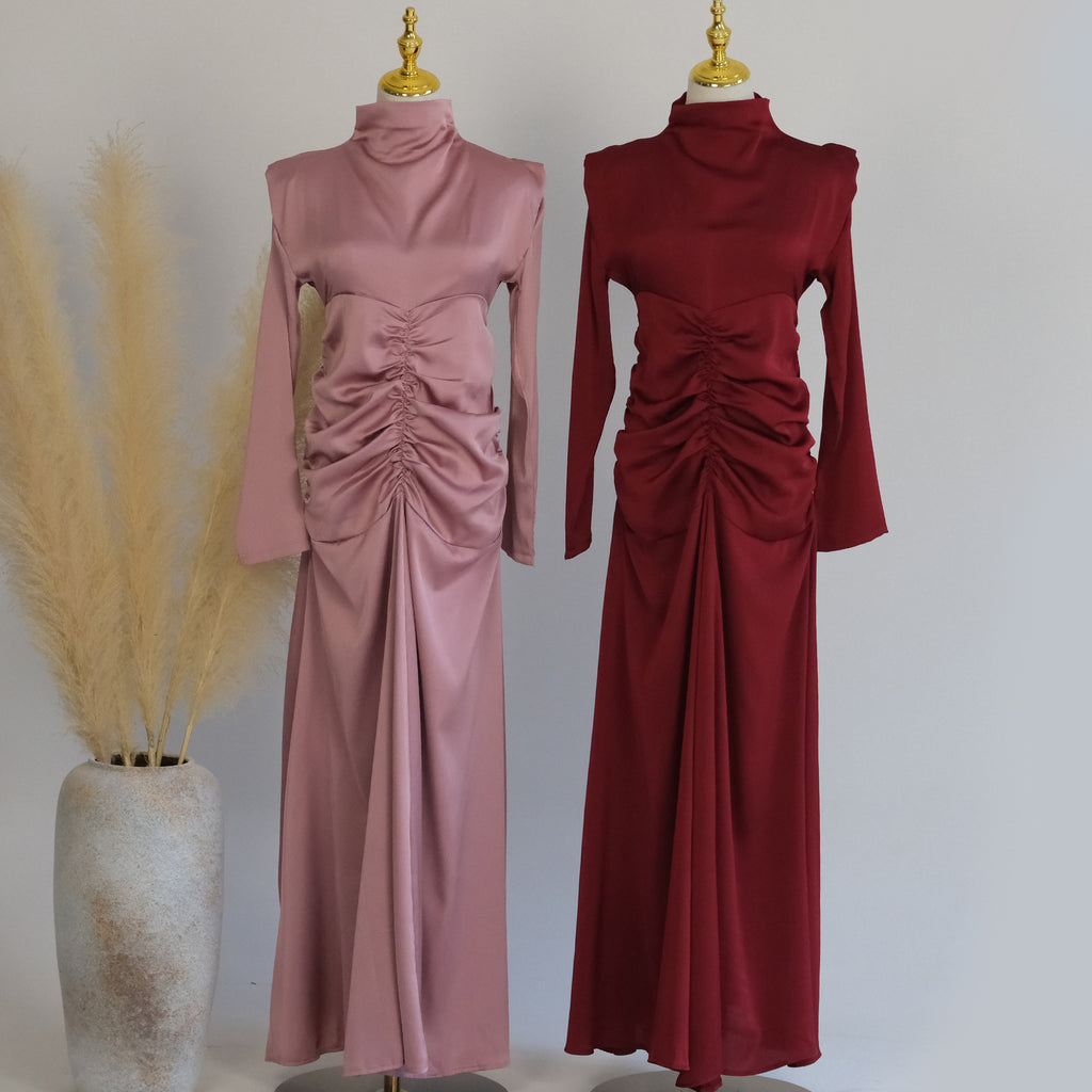 1598#Wholesale Modest Satin Dresses Stylish Muslim Women Dress Latest Abaya