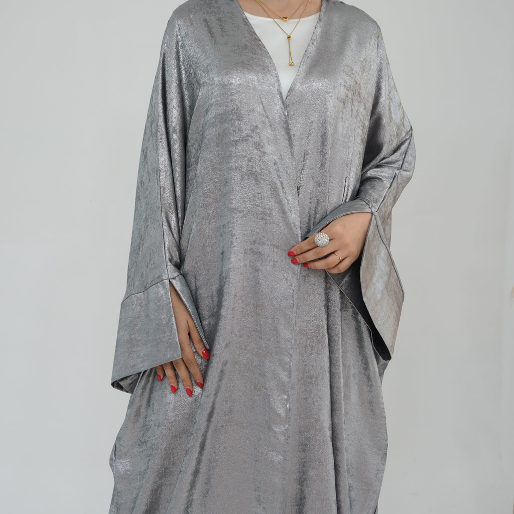 1795#New Fashion Cardigan Abaya Shinny Polyester Modest Front Open Abaya