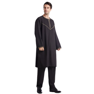 TH821#2 pcs Arab Muslim Wear calf Length Muslim Clothes Jubba Men's Thobe