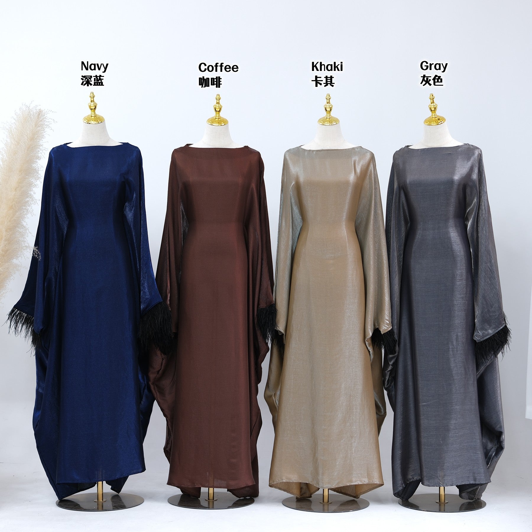 1648#Feather Closed Abayas Women Muslim Dress Turkey Dubai Abaya Modest Dress