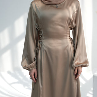 1702#2024 New Modest Dresses Satin Casual Dresses Abaya Women Muslim Dress Ramadan