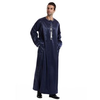 TH833#Abaya Muslim Clothing Long Sleeves Islamic High Quality Men's Robe