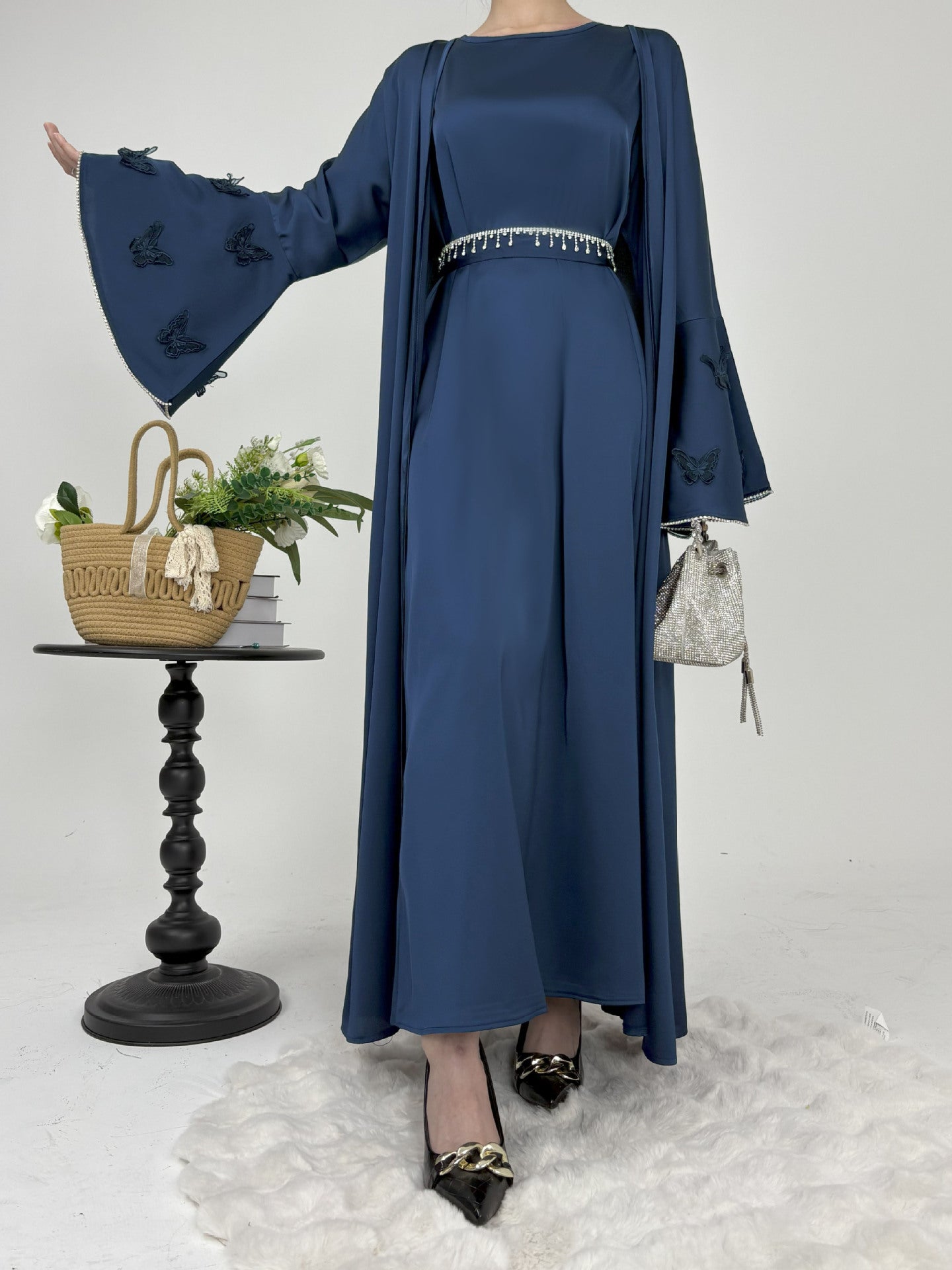 1032#2025 2pcsAbaya Women Muslim Dress Set  Islamic Clothing
