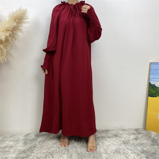 6764# Simple muslim women a-line dress abaya with adjustable neck 6 colors