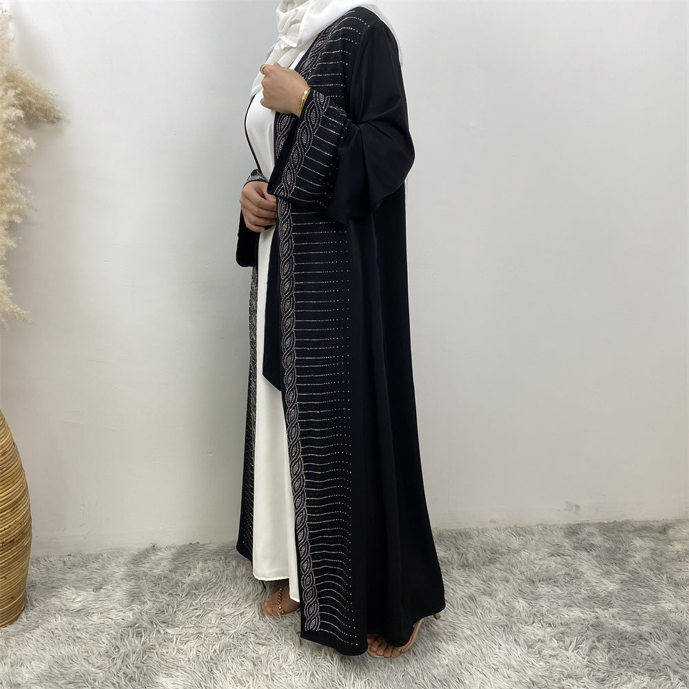 1421#High Quality Rhinestone Cardigan Middle East Dubai Female Diamond Abaya