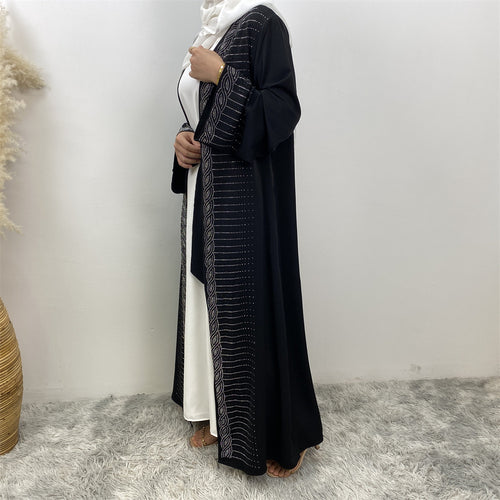 1421#High Quality Rhinestone Cardigan Middle East Dubai Female Diamond Abaya