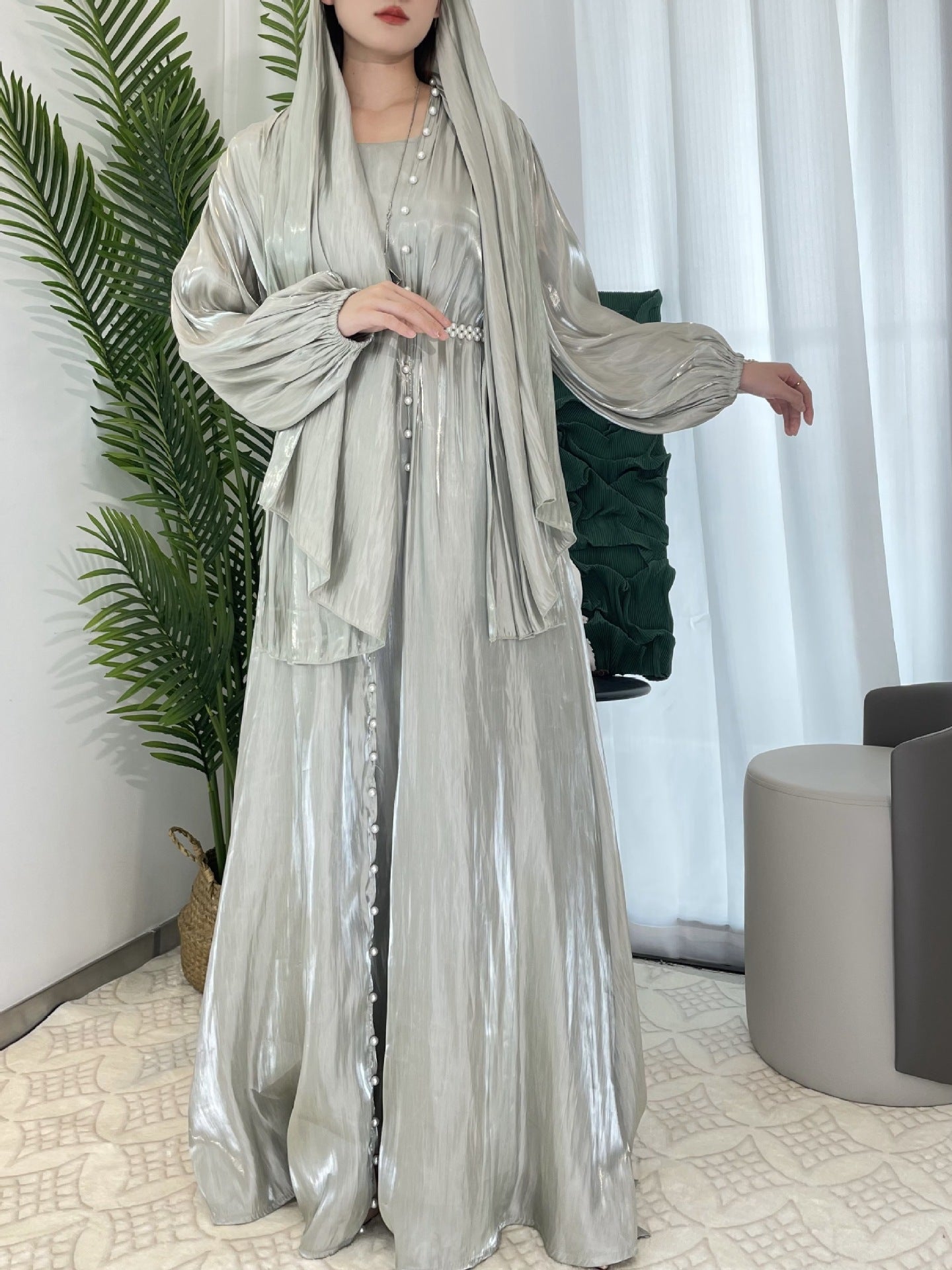 1003#3PCS MODEST SET EID FOR MUSLIM GIRL FASHION DESIGN ELEGANT DRESSES DUBAI ABAYA