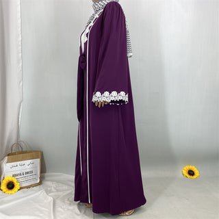 1467#Nida Abaya with Floral Lace Applique the Most Gorgeous Shade for Muslim Women