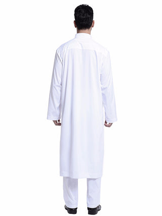 TH805#2 pcs Arab Muslim Wear calf Length Muslim Clothes Jubba Men's Thobe