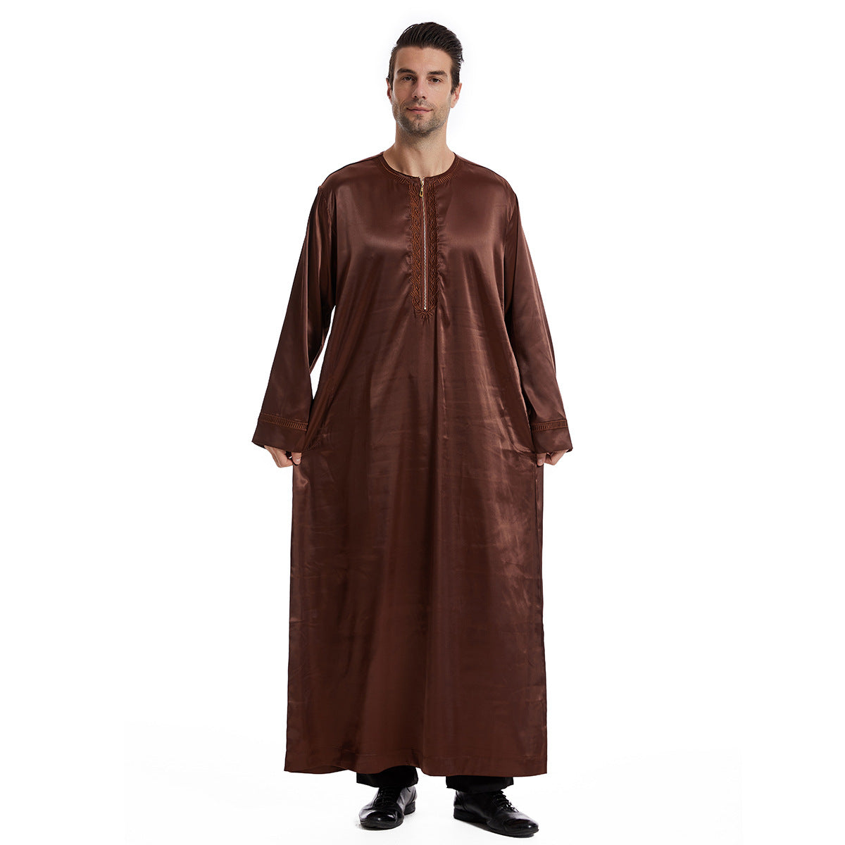TH831#Abaya Muslim Clothing Long Sleeves Islamic High Quality Men's Robe