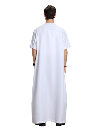 TH809#Hot sale muslim middle east men robe high collar shirt