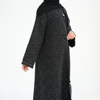 1879#Winter Thick Warm Modest Abaya Coat Dubai Custom Cardigan Kimono Tweed Abaya