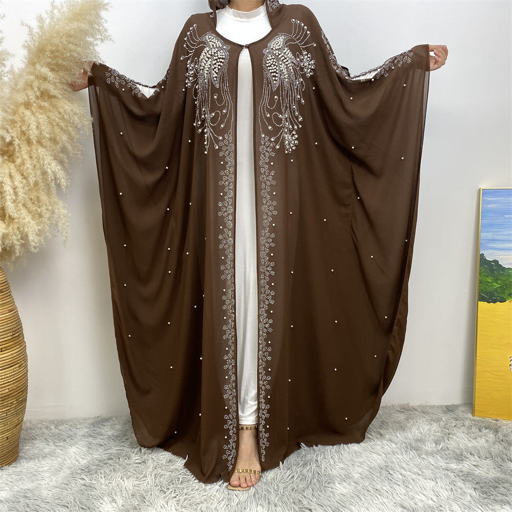 6741# Luxury diamond rhinestone muslim women's Eid Ramadan chiffon Abaya