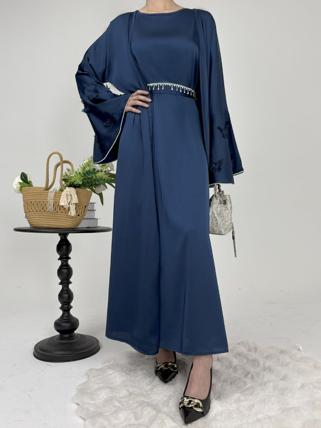1032#2025 2pcsAbaya Women Muslim Dress Set  Islamic Clothing