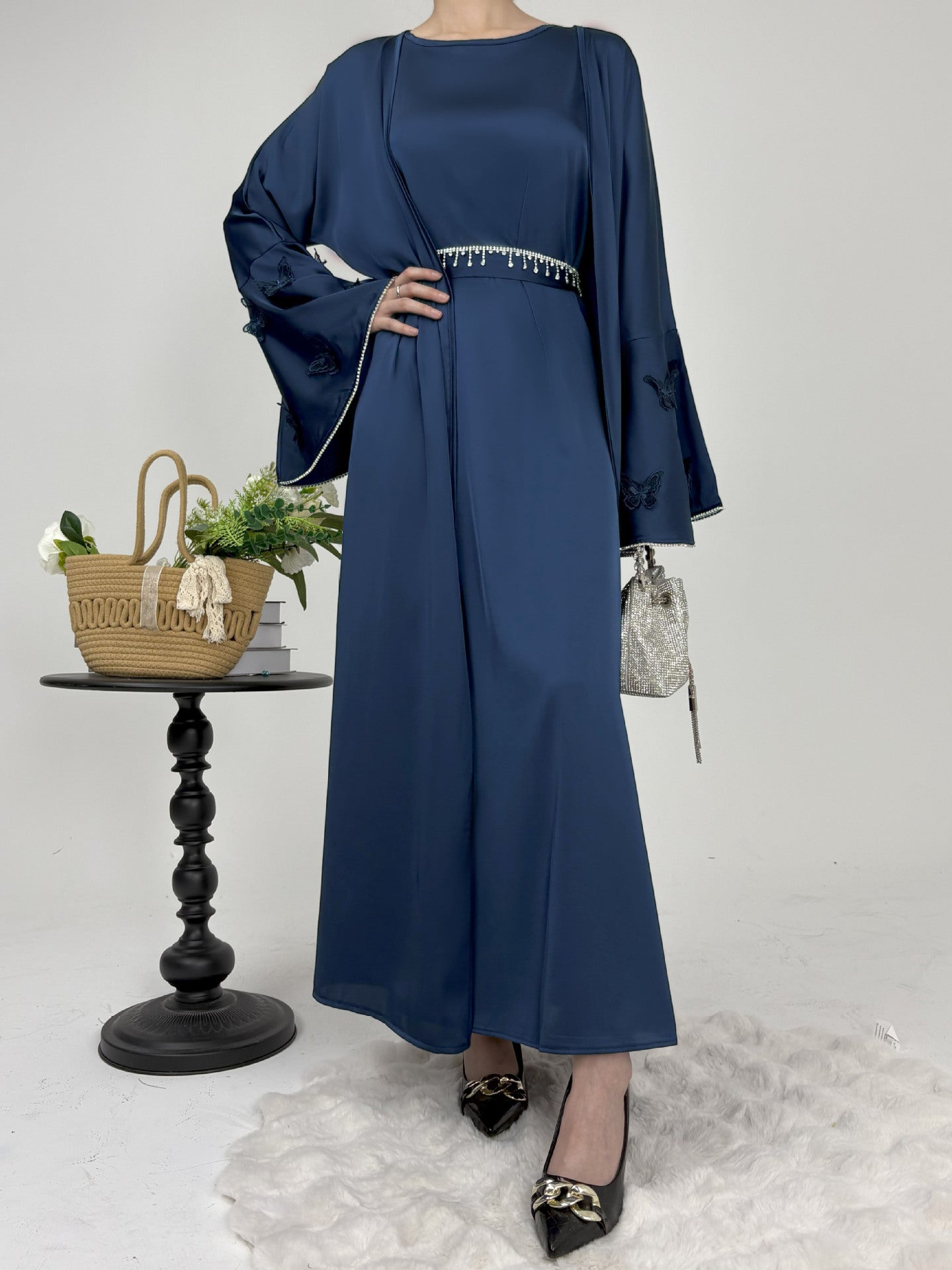 1032#2025 2pcsAbaya Women Muslim Dress Set  Islamic Clothing