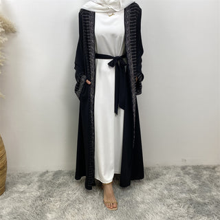 1421#High Quality Rhinestone Cardigan Middle East Dubai Female Diamond Abaya