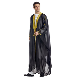 TH834#Abaya Muslim Clothing Long Sleeves Islamic High Quality Men's Robe