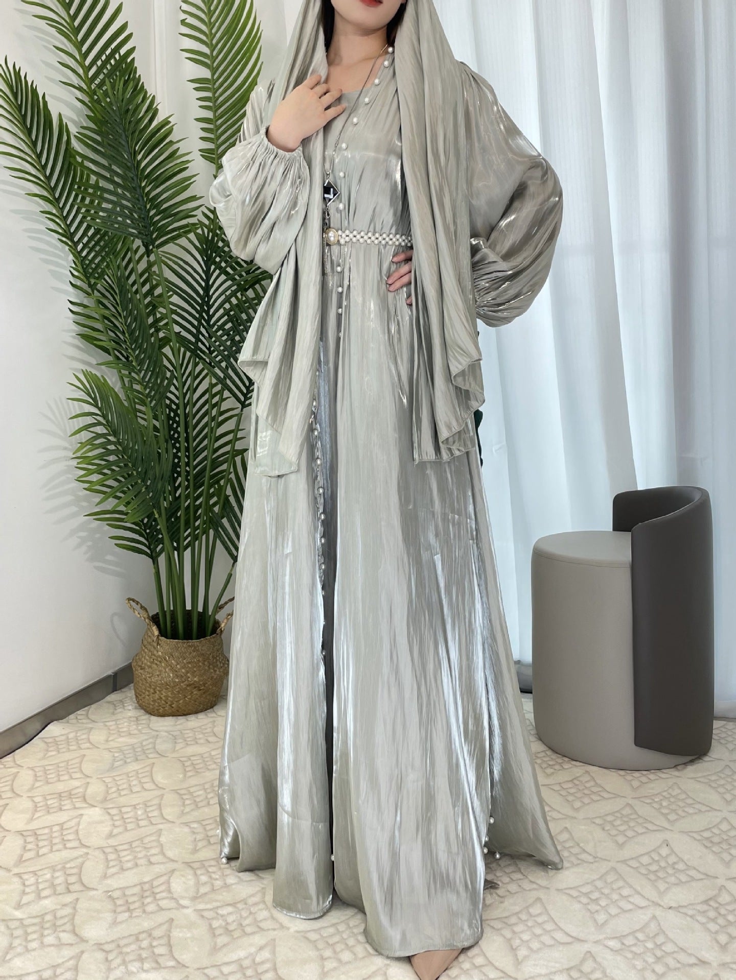 1003#3PCS MODEST SET EID FOR MUSLIM GIRL FASHION DESIGN ELEGANT DRESSES DUBAI ABAYA