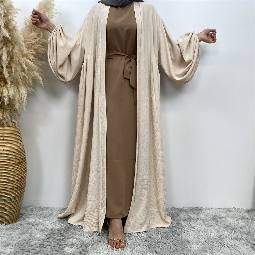 1969# Latest Elastic Cuff Big Lantern Sleeves With Side Pockets Women Abaya 的副本