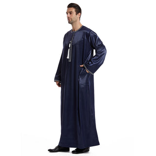 TH833#Abaya Muslim Clothing Long Sleeves Islamic High Quality Men's Robe