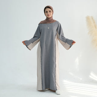 1897#Linen Abaya with Tassels Fashion Abaya Femmes Robe Musulmane Women Islamic Clothing