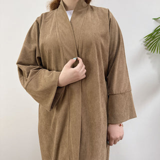 1918#Autumn Winter Cardigan Thick Dress Arab Dubai Modest Solid Color Corduroy Muslim Women Abaya