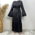 6789# New Front Zipper Two Layers With Sparkle Diamond Sleeves With Pockets Muslim Women Dress