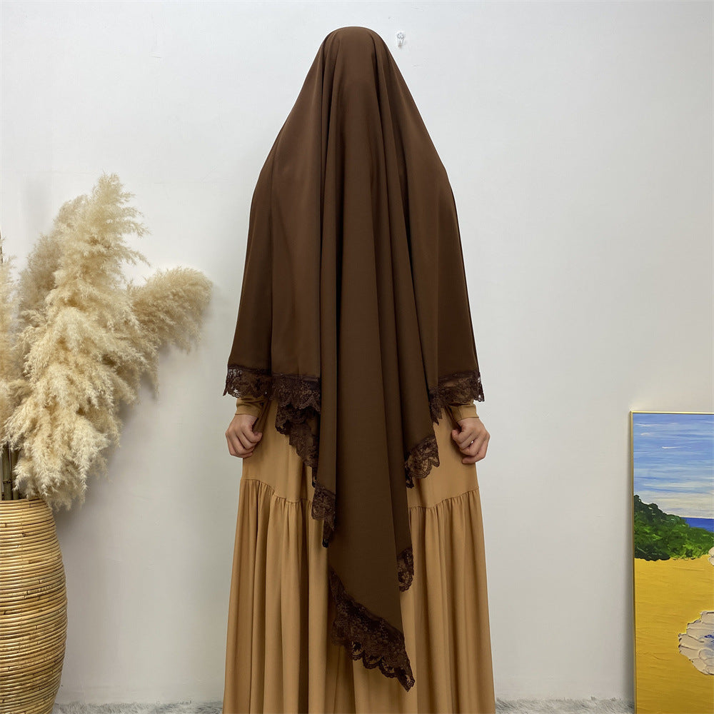 1306#One Layer Nida Material Lace Border Women Khimar Hijab 13 Colors