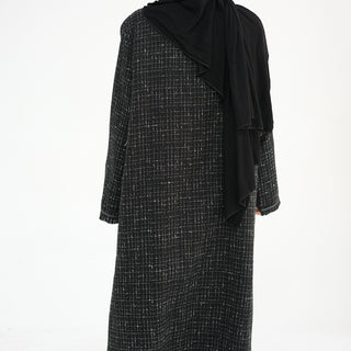 1908#Winter Thick Warm Modest Abaya Coat Dubai Custom Cardigan Kimono Tweed Abaya