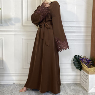 6659#Open zipper long sleeve maxi dresses for muslim women 6 colors