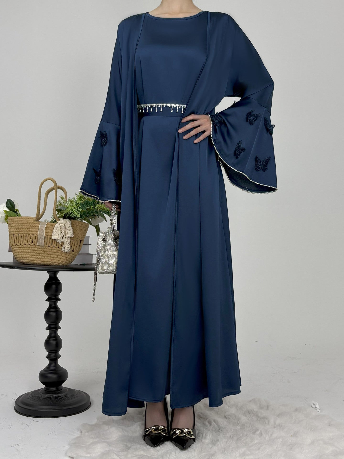 1032#2025 2pcsAbaya Women Muslim Dress Set  Islamic Clothing