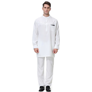 TH814#2 pcs Arab Muslim Wear calf Length Muslim Clothes Jubba Men's Thobe