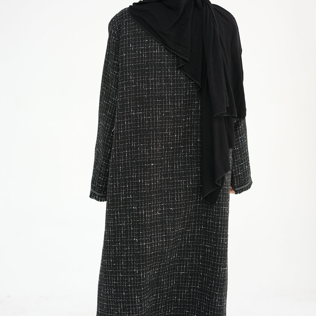 1879#Winter Thick Warm Modest Abaya Coat Dubai Custom Cardigan Kimono Tweed Abaya