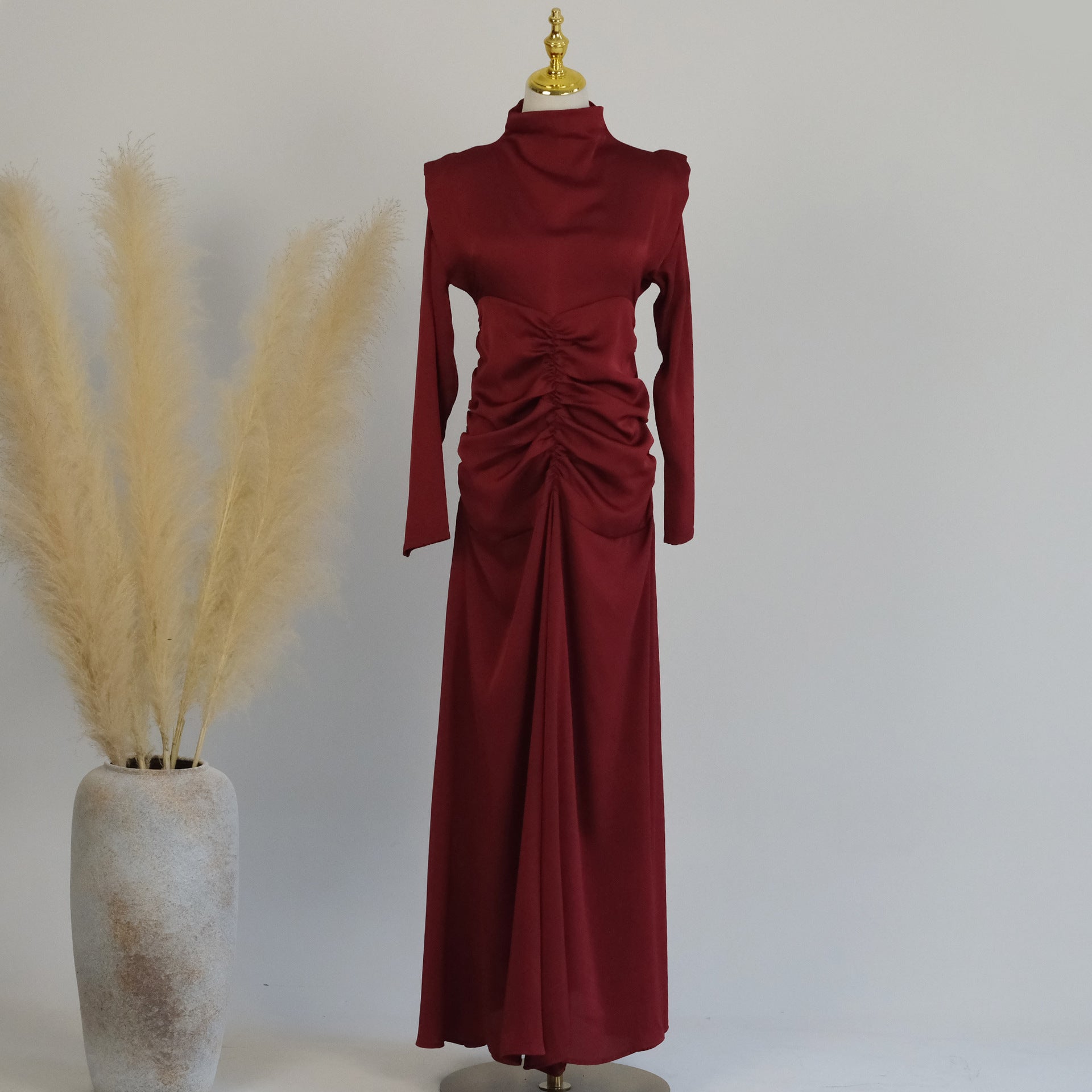 1598#Wholesale Modest Satin Dresses Stylish Muslim Women Dress Latest Abaya