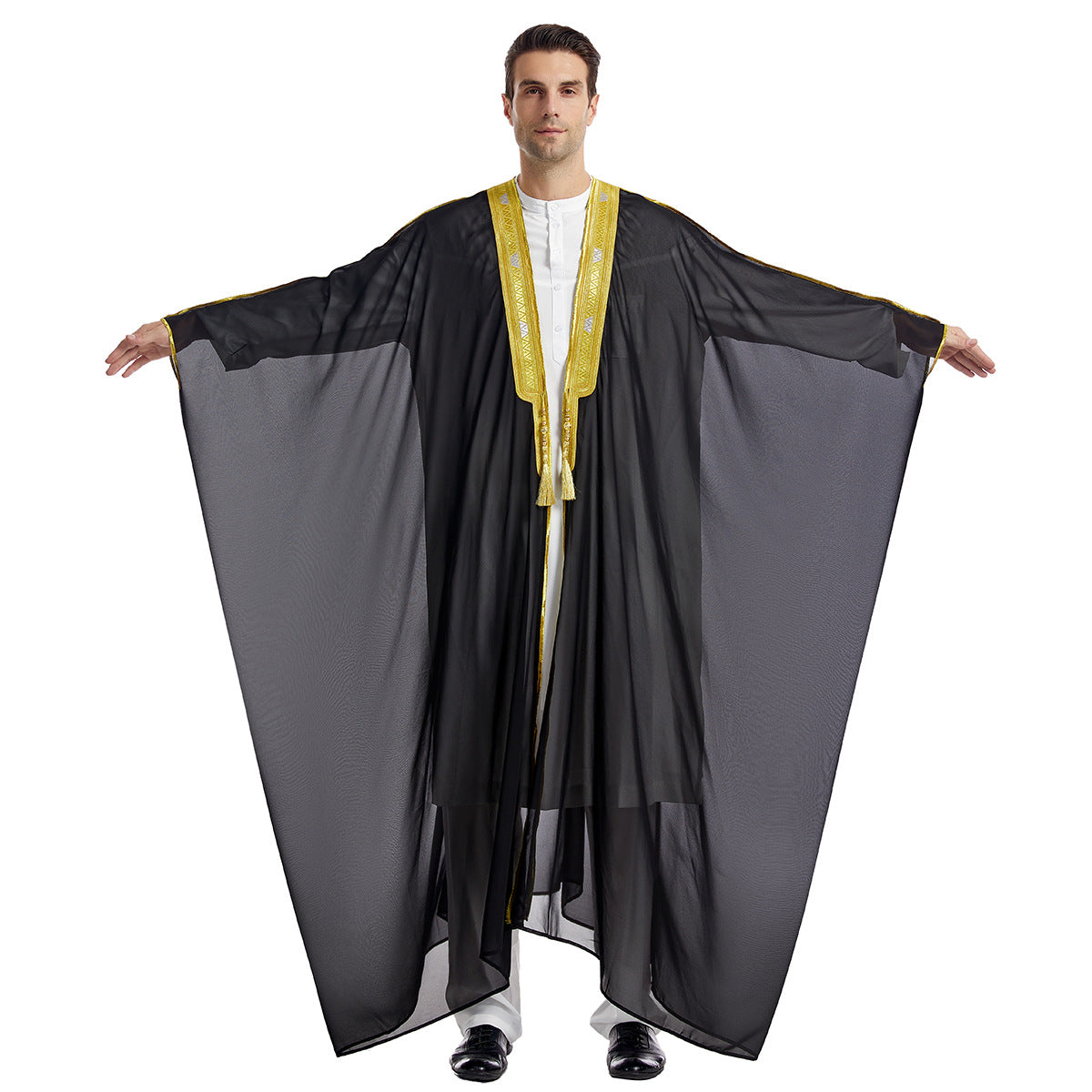 TH834#Abaya Muslim Clothing Long Sleeves Islamic High Quality Men's Robe