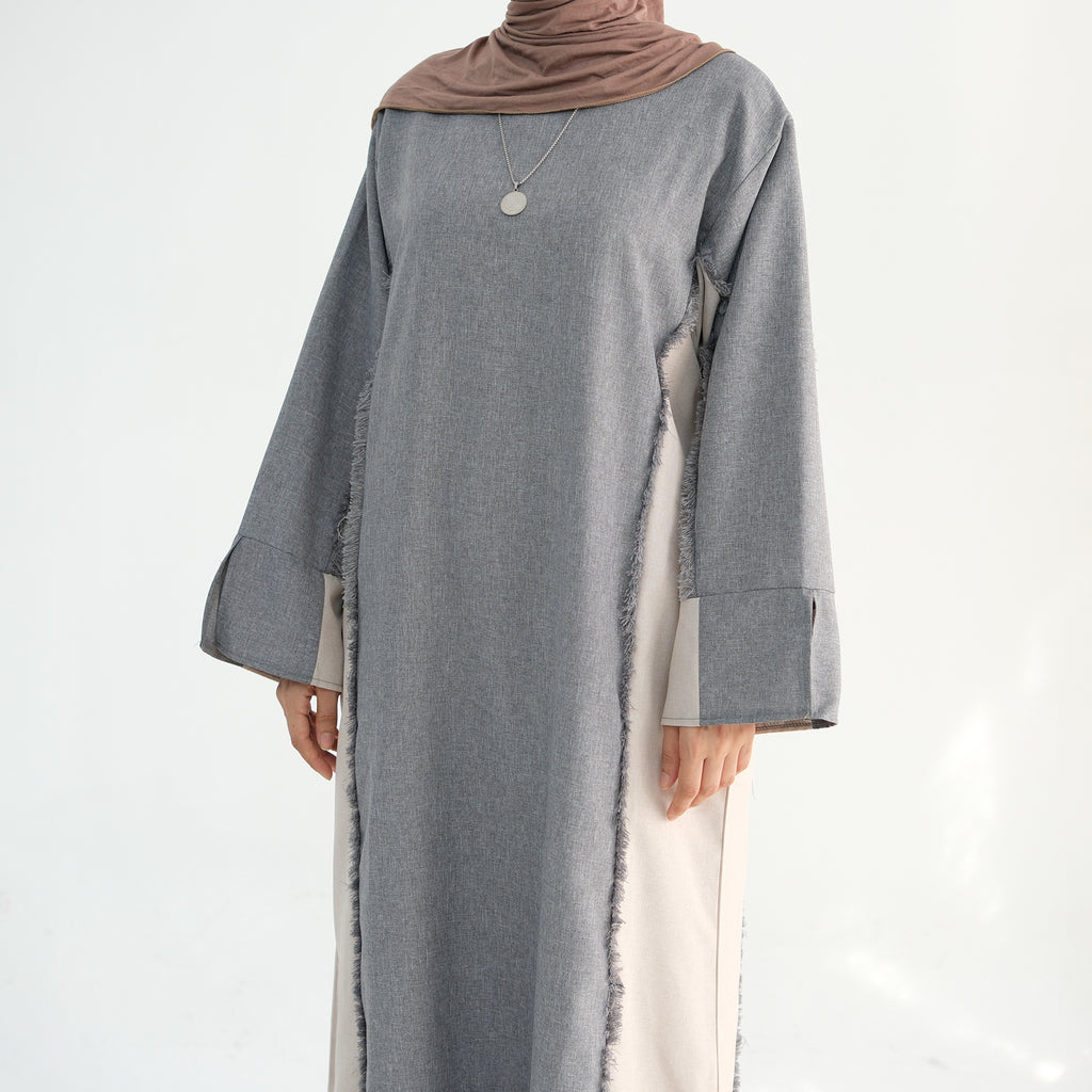 1897#Linen Abaya with Tassels Fashion Abaya Femmes Robe Musulmane Women Islamic Clothing