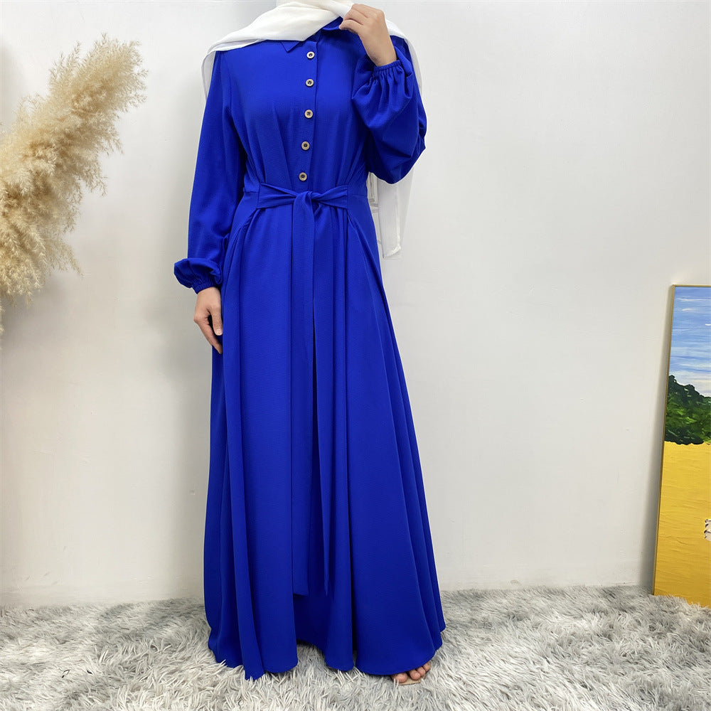 6771# Newest chiffon maxi dress muslim women abaya dresses with pockets 5 colors