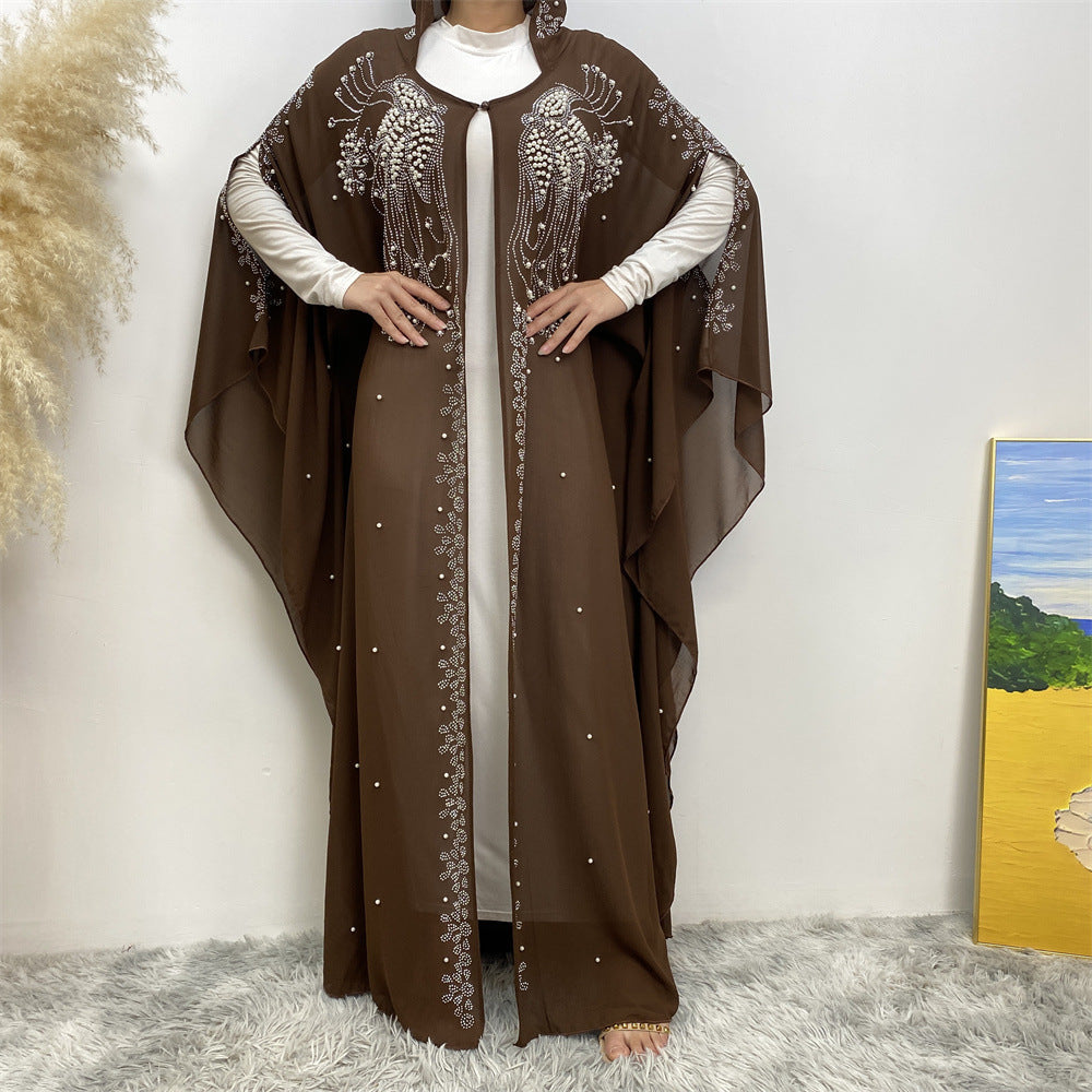 6741# Luxury diamond rhinestone muslim women's Eid Ramadan chiffon Abaya